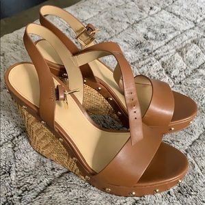 Michael Kors espadrille wedges tan leather